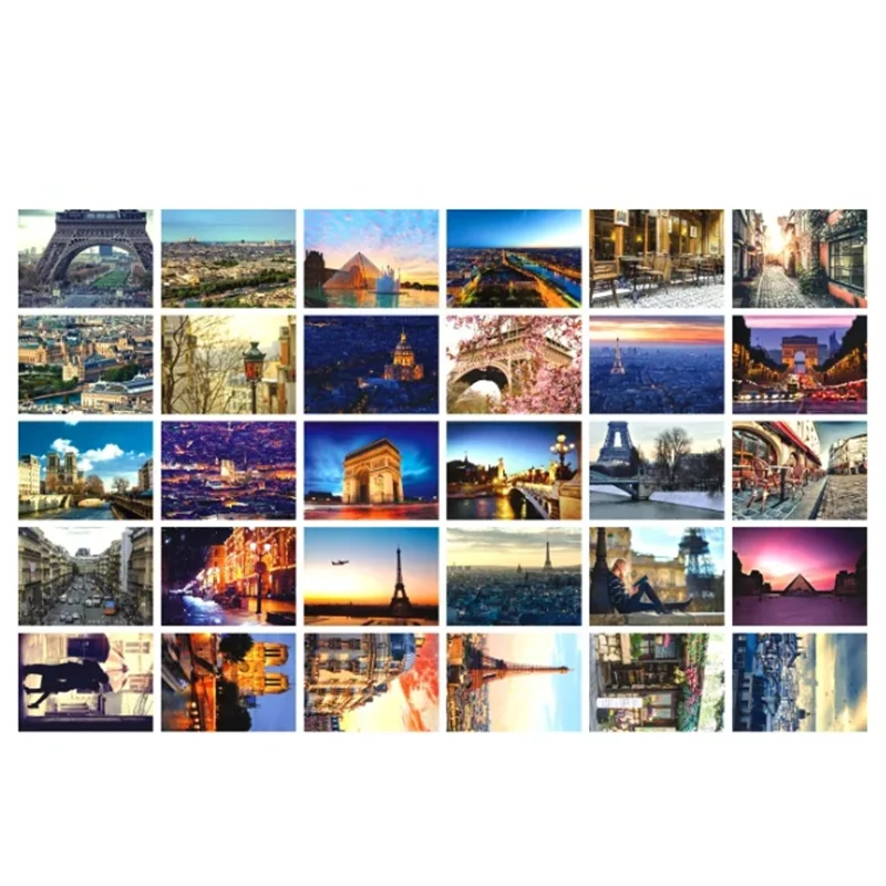 30 Sheets/Box Romantic Paris Postcards Greeting Card Wall Stickers Decorative Painting Postal Card That Can Be Mailed Gift Card