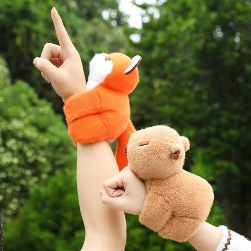 

18cm Cute Cartoon Animal Papapa Plush Toy Raccoon Bracelet Curtain Storage Panda Fox Wrist Doll for Children's Birthday Gift