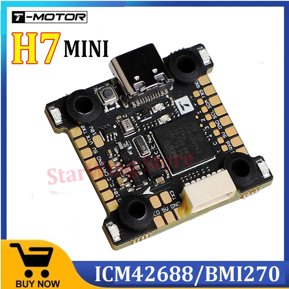 

T-MOTOR DUAL BEC H7 MINI FC Flight Controller Bidirectional Dshot600 3-6S STM32H743 20x20mm for RC FPV Racing Freestyle Drones