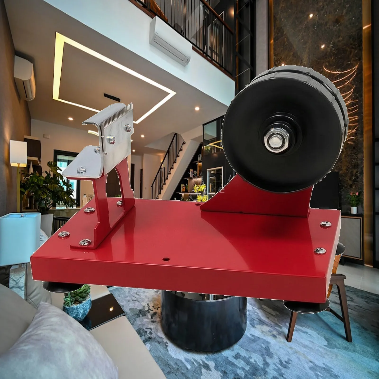 sealing-tape-dispenser-for-office-parcels-with-sharp-steel-cutting-edge-and-slip-resistant-desktop-metal-base