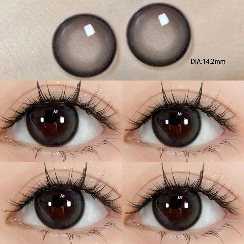 2pcs Yearly Contact Lenses Brown Large Diameter Prescription Myopia Contact Lens Student Animation Lens Beautiful Fast Shipping