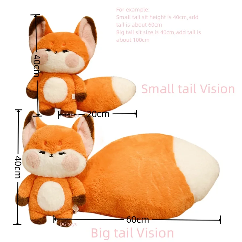 Super Big Tail Fox Hug Toy Stuffed Fairy Tale Fox Throw Pillow Red white Fox Nap Sleep Pillow Hug Cushion for Girl Birthday