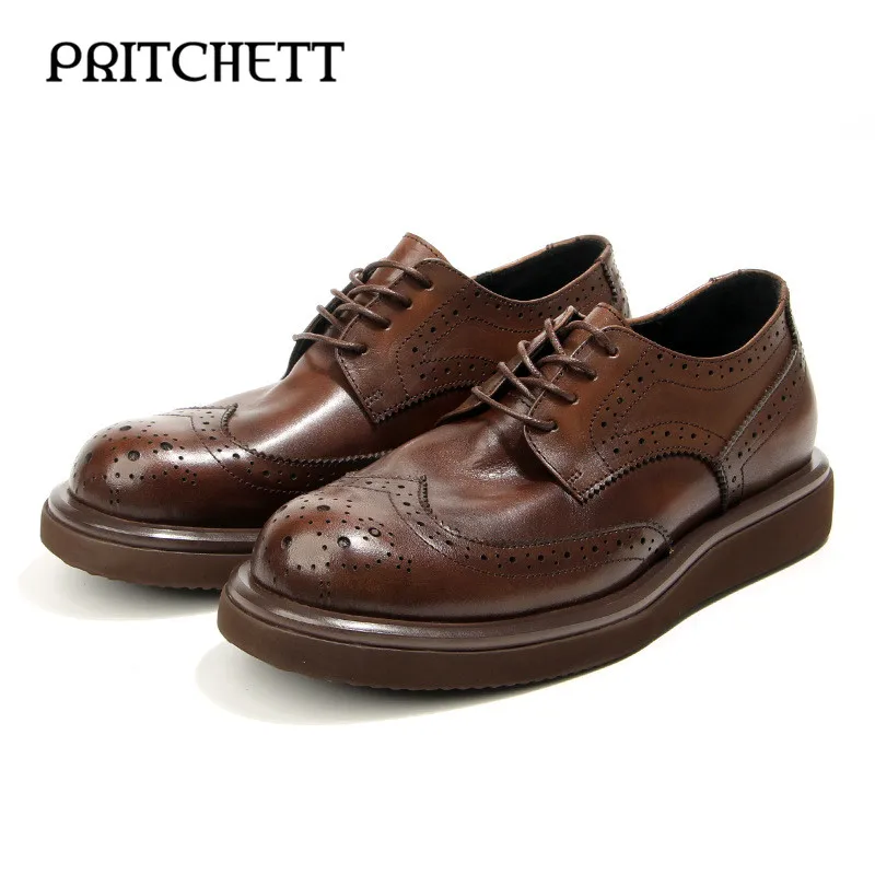 

Brogue Carved Thick-Soled Shoes Casual Trend Retro Leather Shoes Genuine Leather Fashion Trend Business Formal Men's Shoes