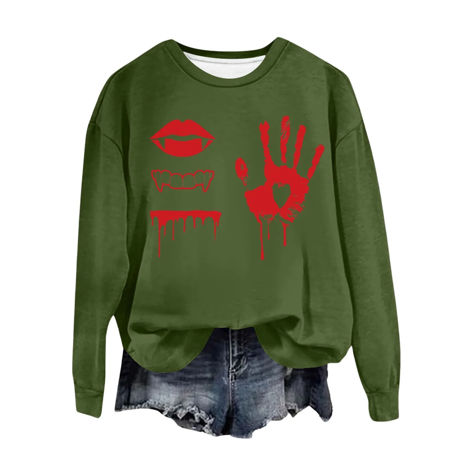 

Halloween Knitted Sweater Women Blood Print Pullover Korean Fashion Casual Jumper All-Match Autumn Winter Street Sweatshirt