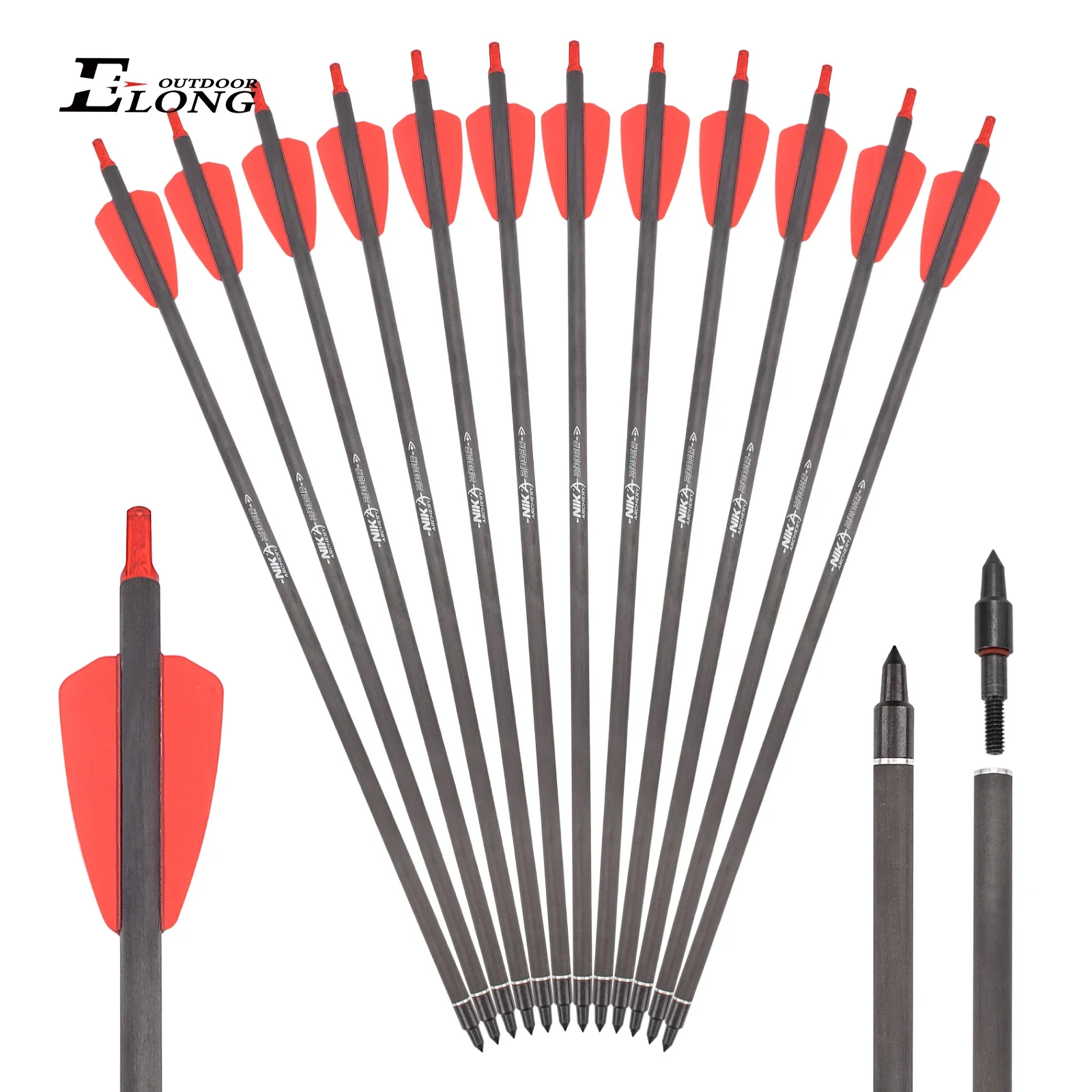 12 قطعة 15 "R9 مسامير القوس والنشاب أسهم كربون 2" دوارات حمراء مع 100 الحبوب برودهيد الصيد اطلاق النار تستهدف لنظام كوبرا RX
