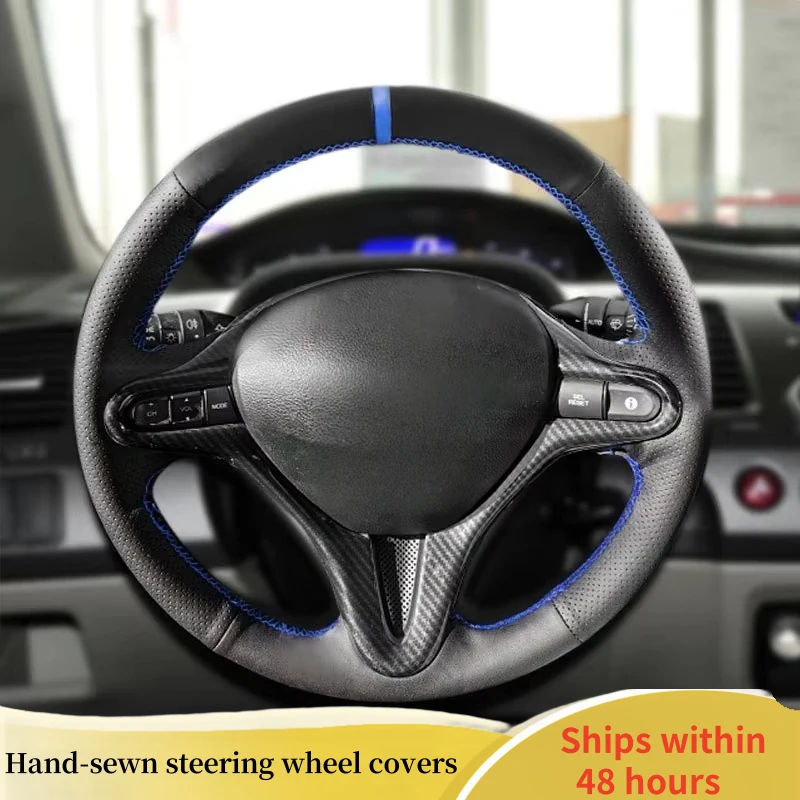 

Автомобильный чехол на руль из натуральной кожи для Honda Civic 8th MK8 2005 2006 2007 2008 2009 2010 2011, автомобильный аксессуар на руль