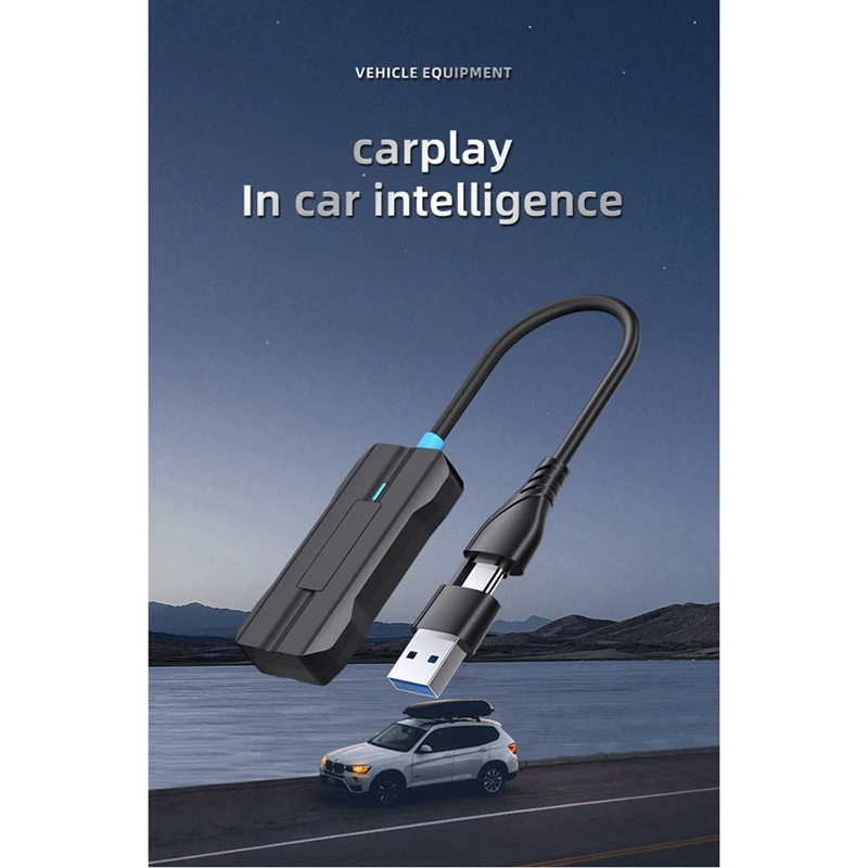 Best-USB/Type C 2 In 1 Wireless Carplay Adapter Wired To Wireless Carplay Mini Box For USB/Type C Dongle