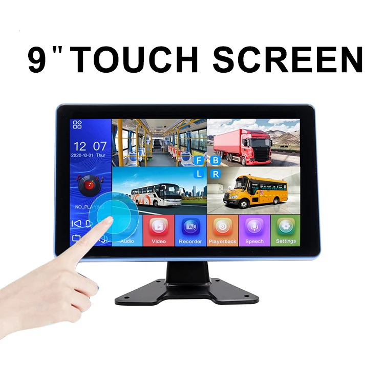 SmartourVehicle Backup Camera System 4CH Recording DVR 9 Inch Ips Screen 1080p Camera Rear View Car Backup Monitor Touch Screen