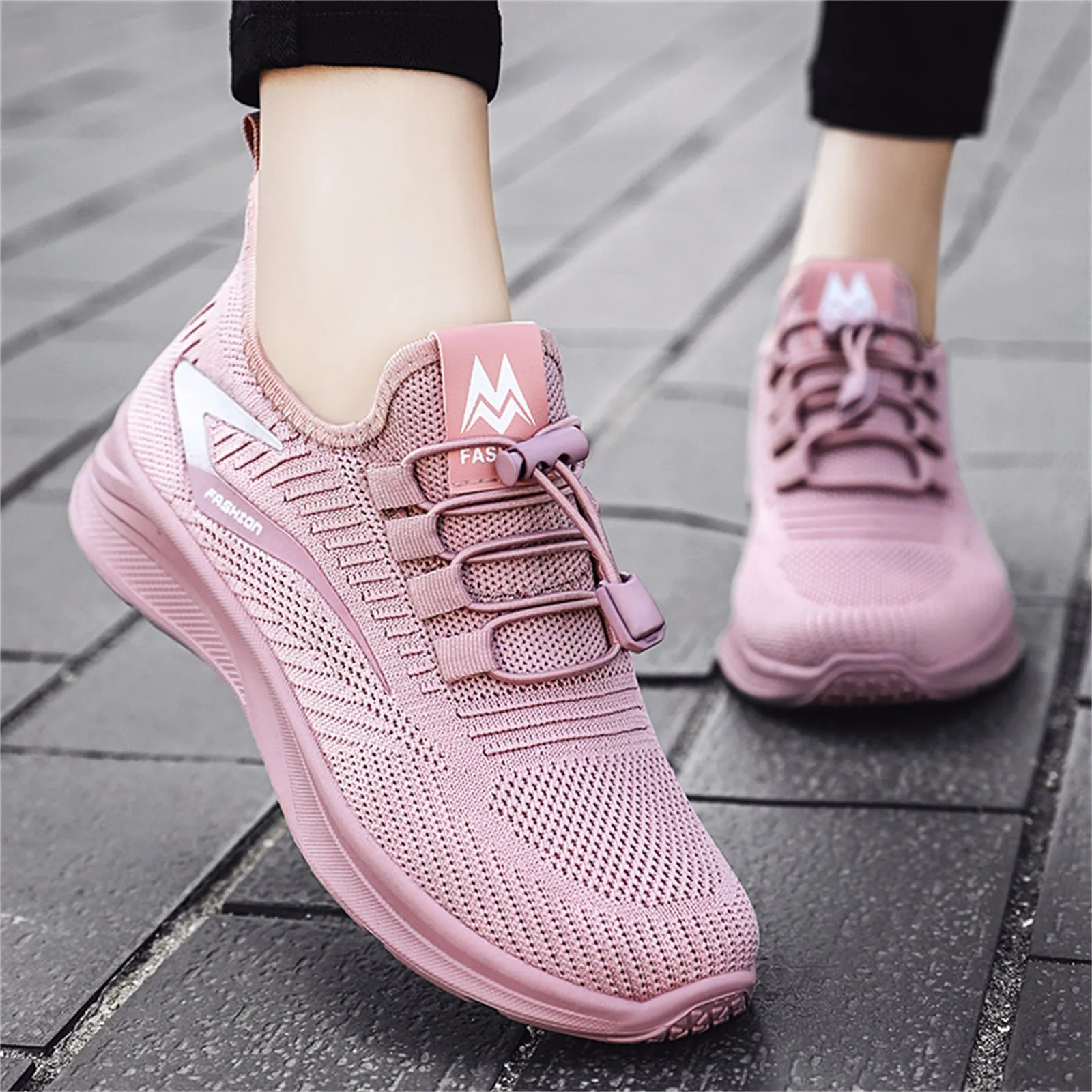 Fashion Sport Running Shoes Women Casual Sneakers Flat Lightweight Mesh Breathable Lace Up Mesh Sneakers Chaussure Femme