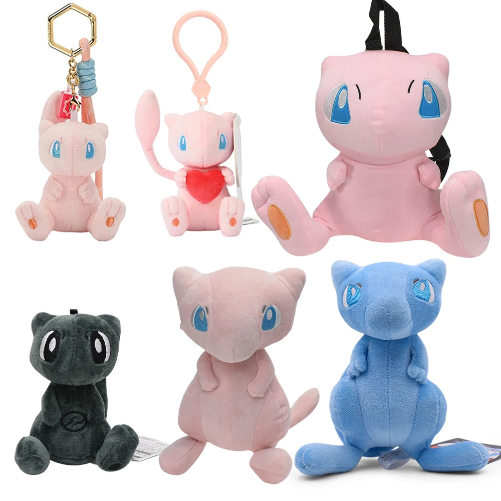 Peluches de Mew de Pokémon, Muñecos de Peluche de Anime Mew Rosa y Azul, Peluches Kawaii, Llavero con Colgante de Muñeca, Regalos de Cumpleaños para Amigos