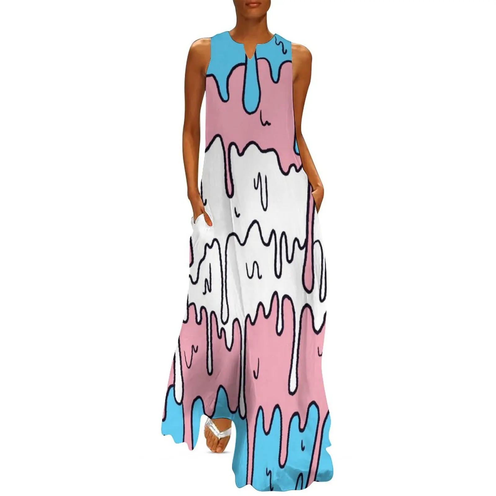 

Pastel Kawaii Melting Trans Pride LGBTQ Design Long Dress elegant and pretty women"s dresses dress dresses Woman dresses