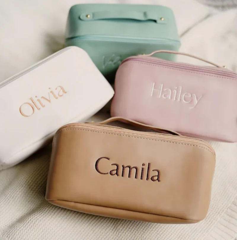 

Personalized Makeup Bag Custom Embroidered Travel Cosmetic Bag Christmas Gifts for Her Bridesmaid Gifts Birthday Gift for Women