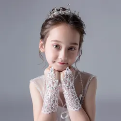 1 Pair Children Lace Wedding Gloves Party Performance Dance Gloves Flower Boys/Flower Girls Gloves rekawiczki koronkowe