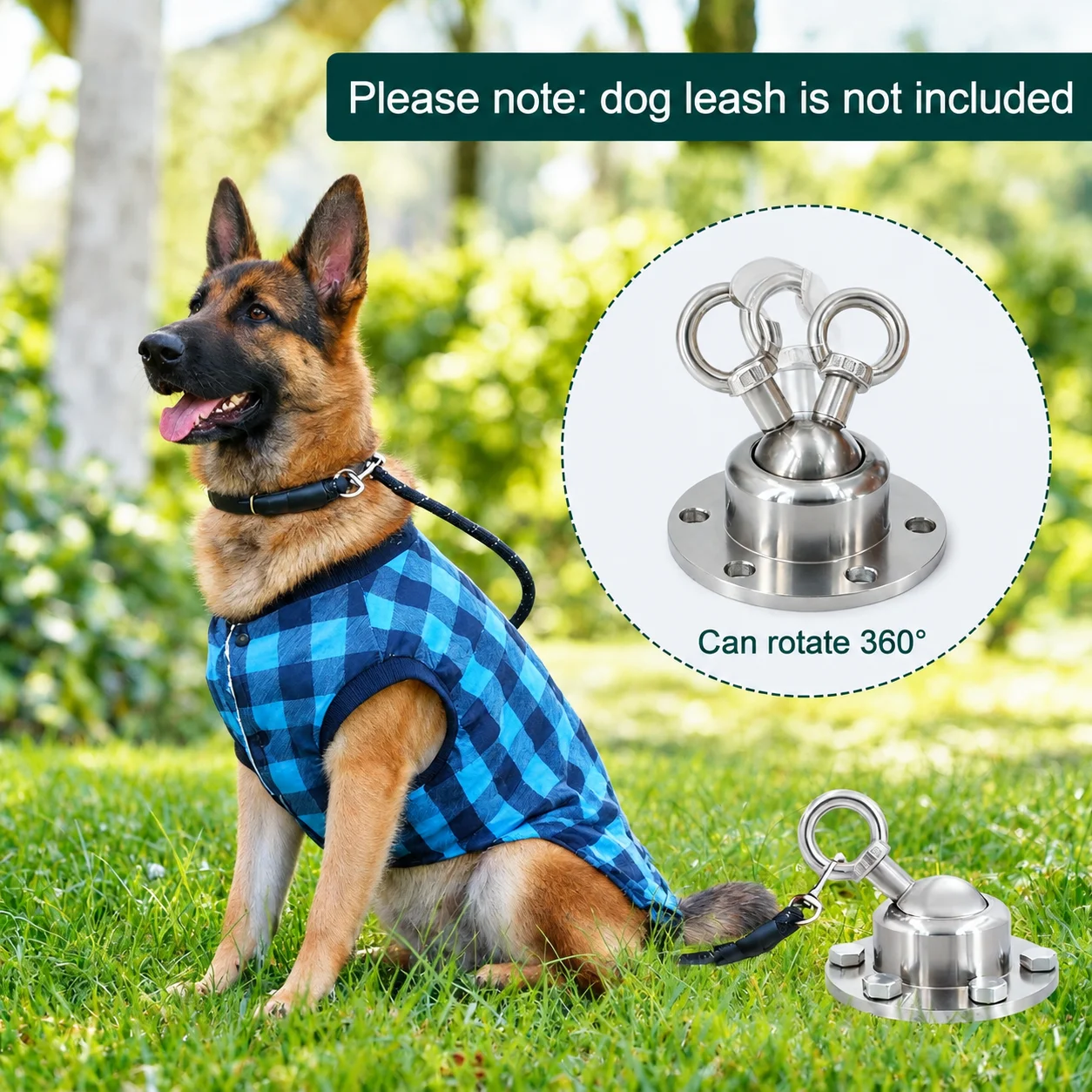 Stainless Steel Dog Tie Out Stake Anti Escape Ground Anchor For Medium And Large Dogs