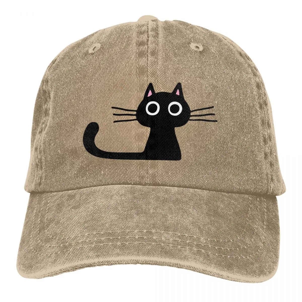 

Cute Cat Black Men Pure Color Dad Hats Sun Visor Baseball Caps Peaked Cap