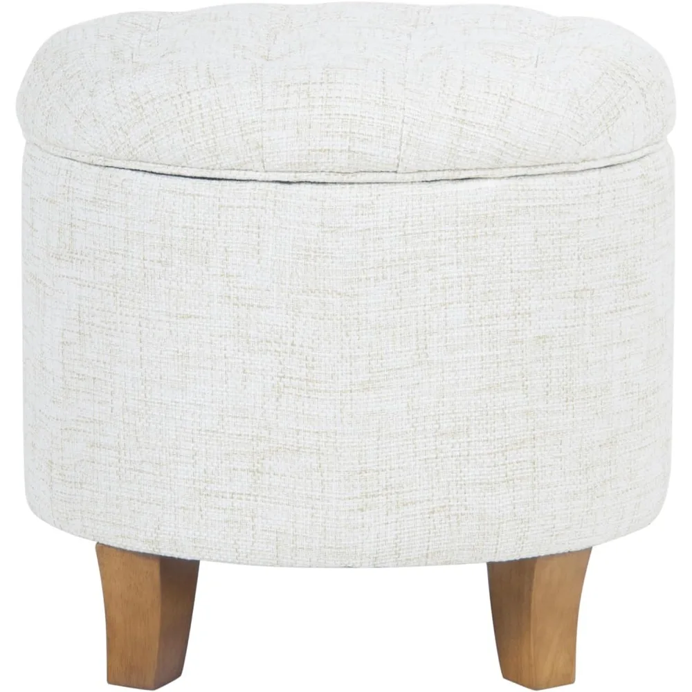 

Home Decor | Upholstered Round Tufted Foot Rest Ottoman | Ottoman with Storage for Living Room & Bedroom | Decorative Ho