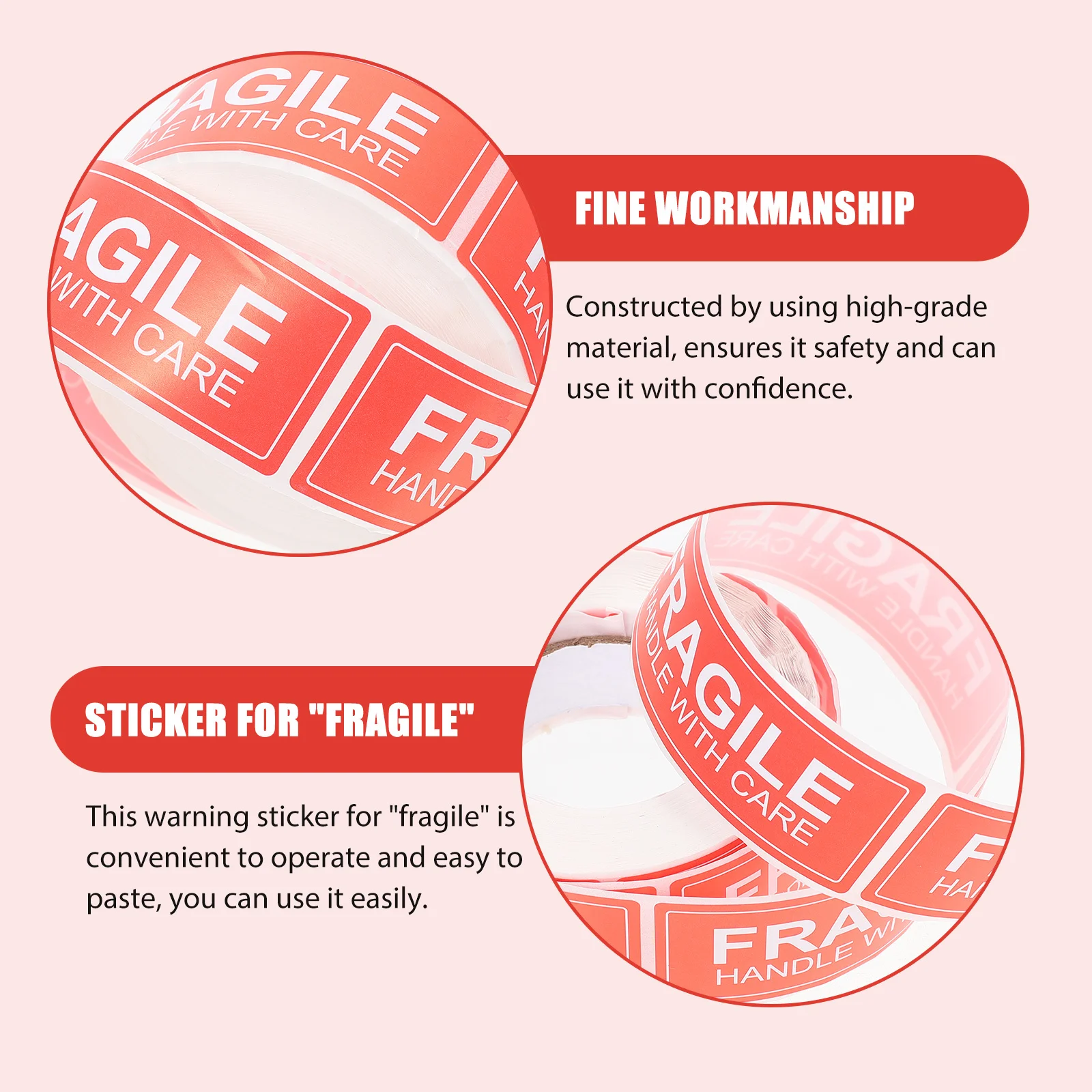 

2pcs 2 Rolls Fragile Warning Sticker Self-Adhesive Shipping Label For Boxes Glass Metal Handle With Care Packing Stickers