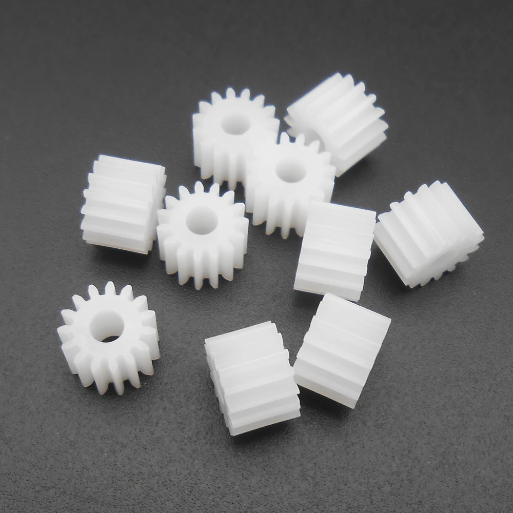 10Pcs 0.5M Plastic Spur Gear 0.5 Modulus T=15 15 Teeth Aperture 3.2mm 3.15mm Tight Fit 15T 3.2A DIY Model Dia 8.5mm X Height 6MM