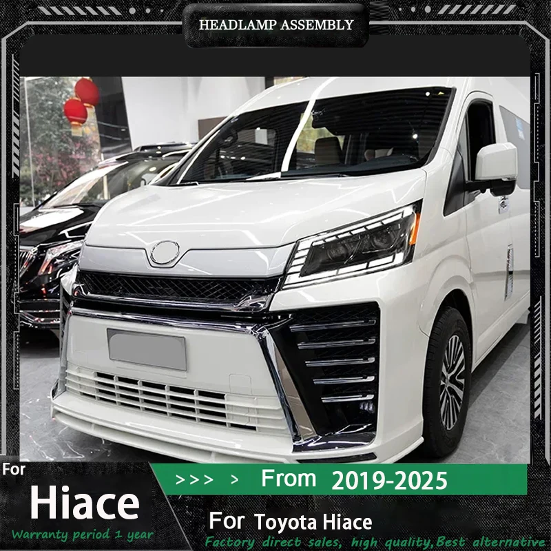 

Автомобильные светодиодные фары в сборе для Toyota Hiace 2019-2025, автоматические противотуманные фары DRL, стоп-сигнал, указатель поворота Plug and Play