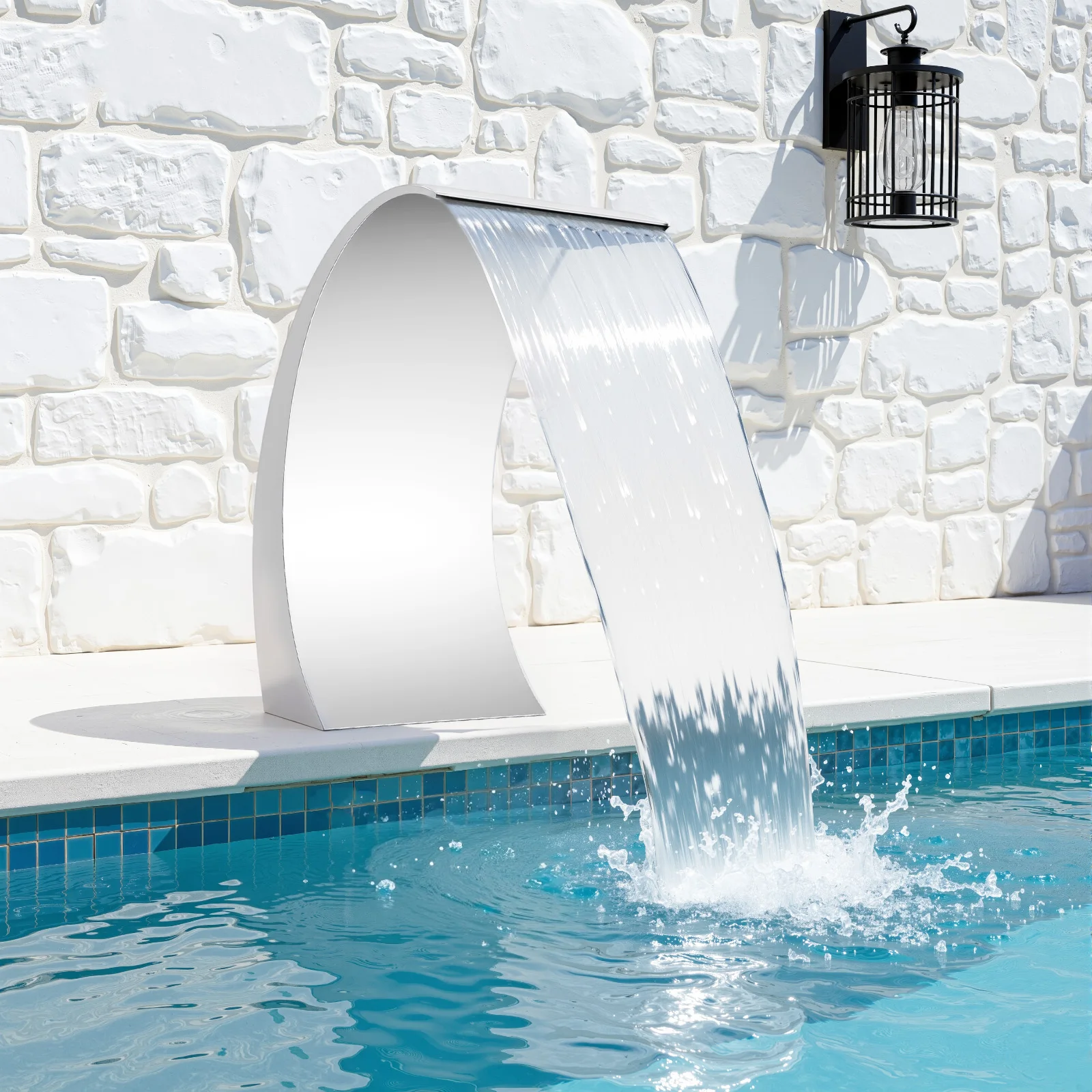304 Edelstahl Wasservorhang-Düse 60x30cm Pool-Brunnen Wasserfall-Sprinkler für Garten-Teich Landschaftsdekoration – Detail 1