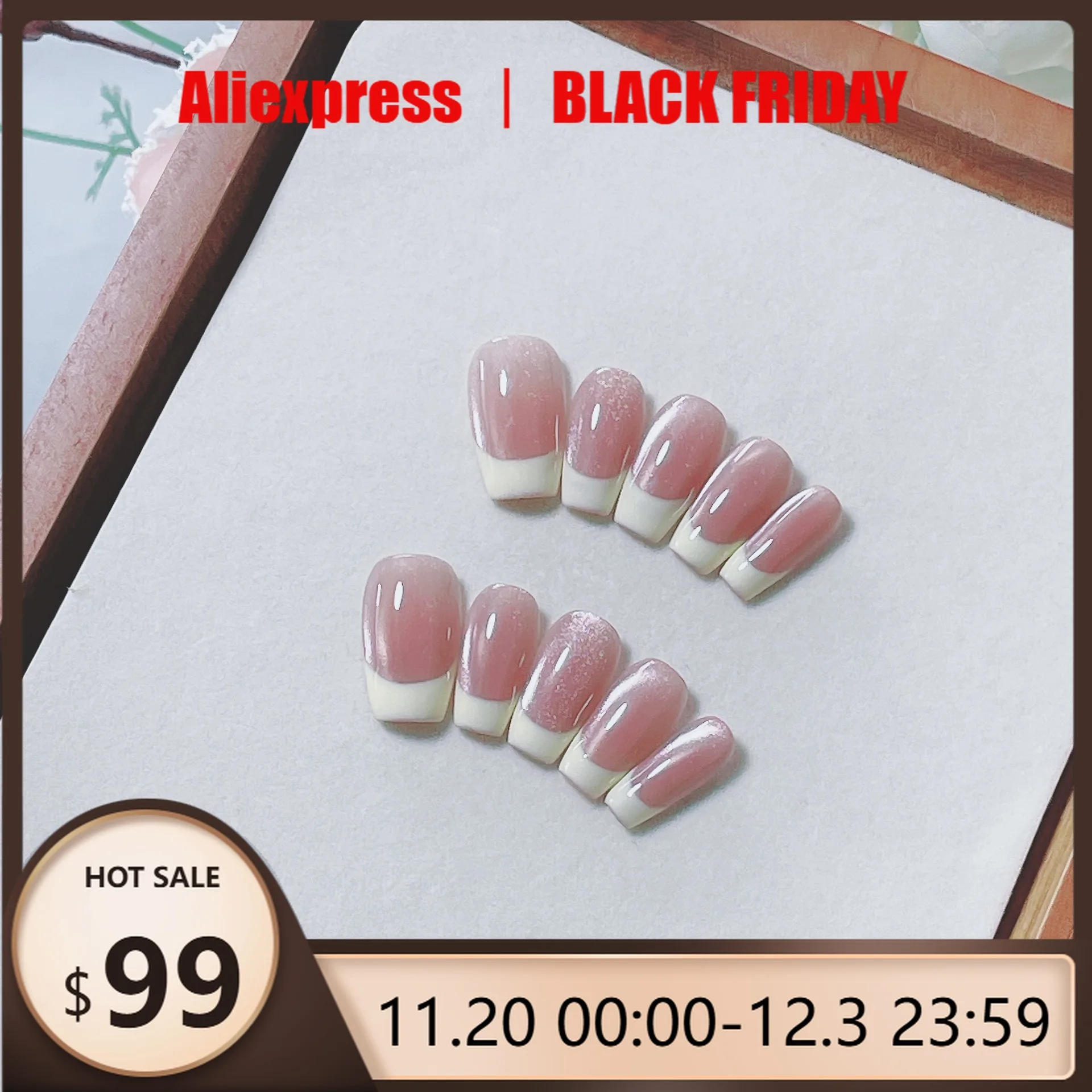 

10 шт./компл., классический французский розовый набор ногтей «кошачий глаз», накладные ногти квадратной формы средней длины, однотонные глянцевые ногти с отделкой для женщин