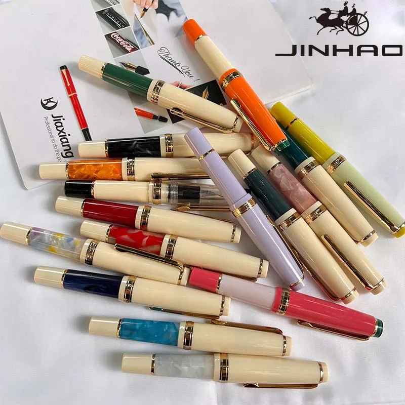 1 PCS 82 Office Stationery Classic Design Acrylic Gold Trim Mini Short Pocket Fountain Pen with Ink Converter