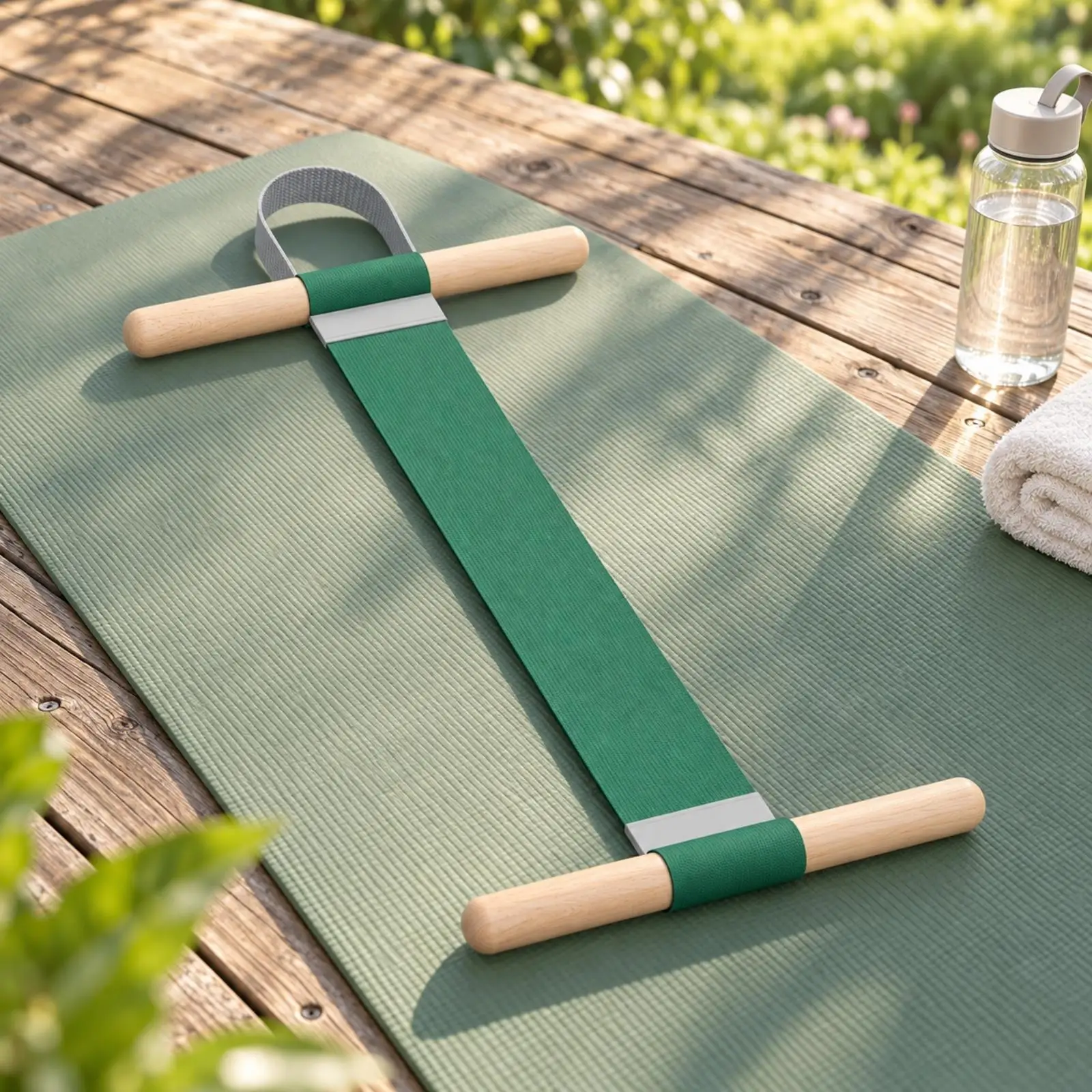 Resistance Band with Wooden Handles Versatile Beech Wood Handle Resistance Exerciser Back Exercise Band for Home Workouts,