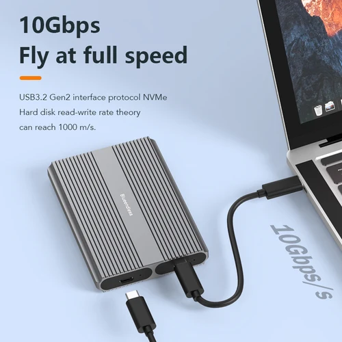 Imagen 2 del producto Caja Blueendless dual bay m2 SSD tipo C USB3.2 Gen2 10Gbps m.2 SATA ngff protocolo dual aleación de aluminio PCIE NVME SSD
