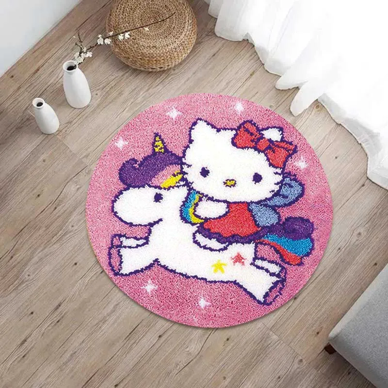 Kit tappeto con gancio a scrocco Hello Kitty cucito accessori per tappeti punto croce cuscino unicorno tappeto Sanrio ricamo Knooppakket