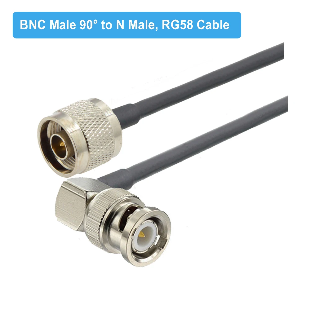 1PCS BNC Male Right Angle to N Male/Femlae RG58 Cable 50Ohm RF Coaxial Extension Jumper Pigtail for Video CCTV Camera