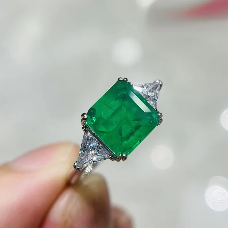 925 فضة الزفاف خواتم الاصبع للنساء 9 مللي متر x 9 مللي متر Paraiba الزمرد التورمالين خاتم الأحجار الكريمة حفلة خطوبة مجوهرات