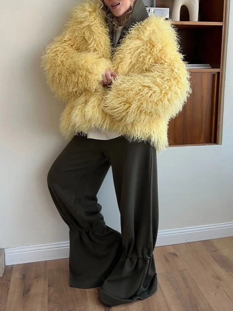 

2025 New Autumn Winter Faux Fur Fashion Fur for Women Vintage Streetwear Long Sleeve Faux Fur Solid Turn Down Collar