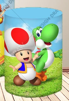 Fondo redondo de Super Mario para fiesta de cumpleaños de niña, telón de fondo Yoshi Toad, princesa melocotón, Margarita, cubierta cilíndrica, accesorio de decoración