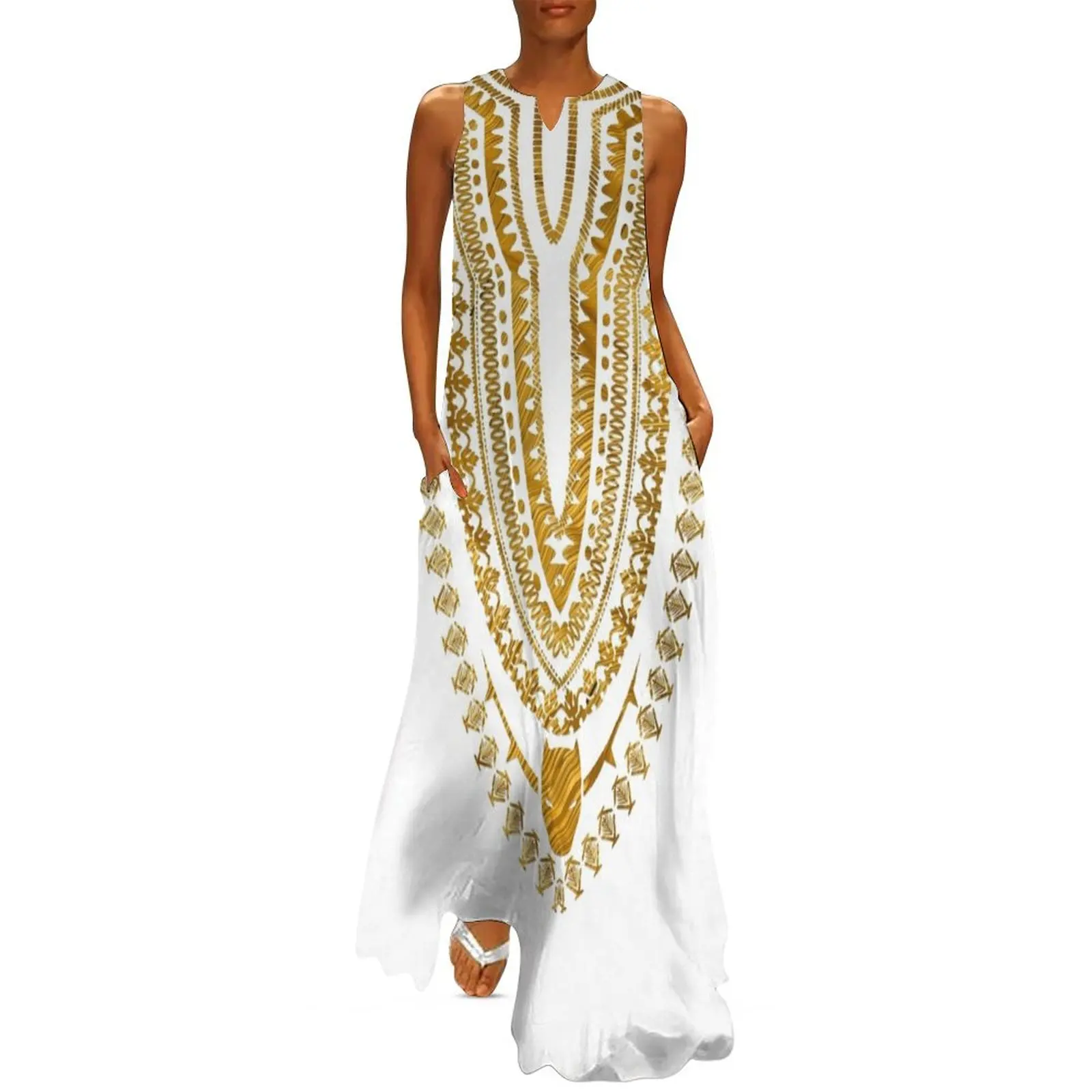 

DASHIKI WAKANDAN GOLD Long Dress luxury dress sexy dress for women