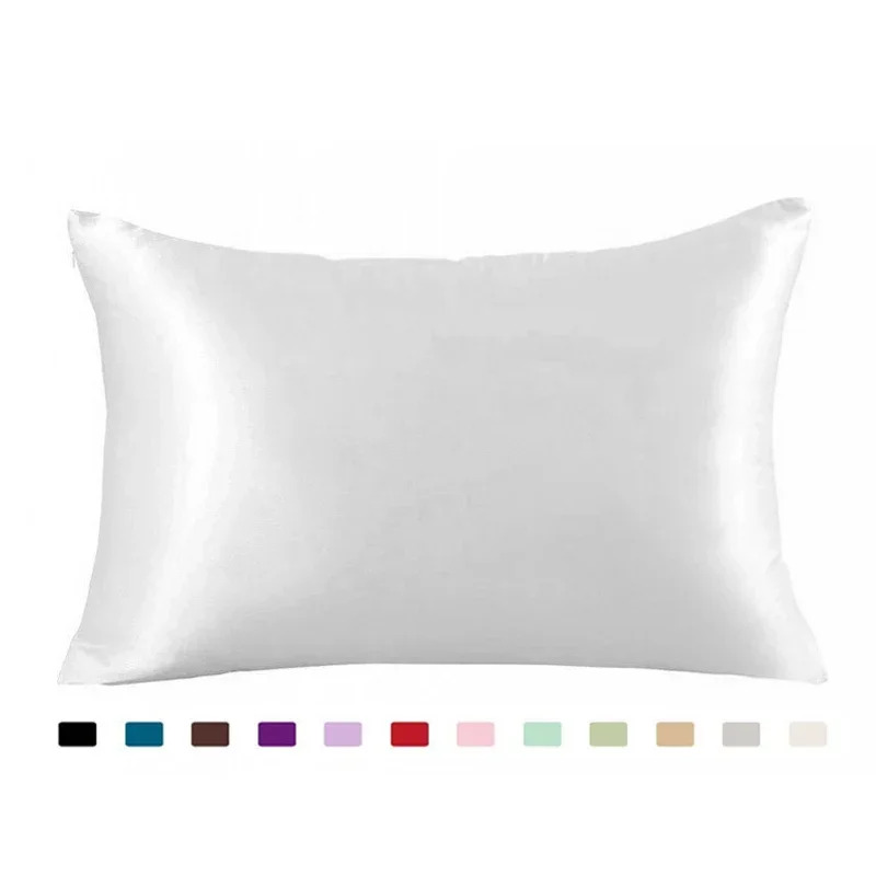 1PC  Queen Standard Satin Silk Soft Mulberry Plain Pillowcase Cover Chair Seat Square Pillow Cover Decorations for Home Pillow