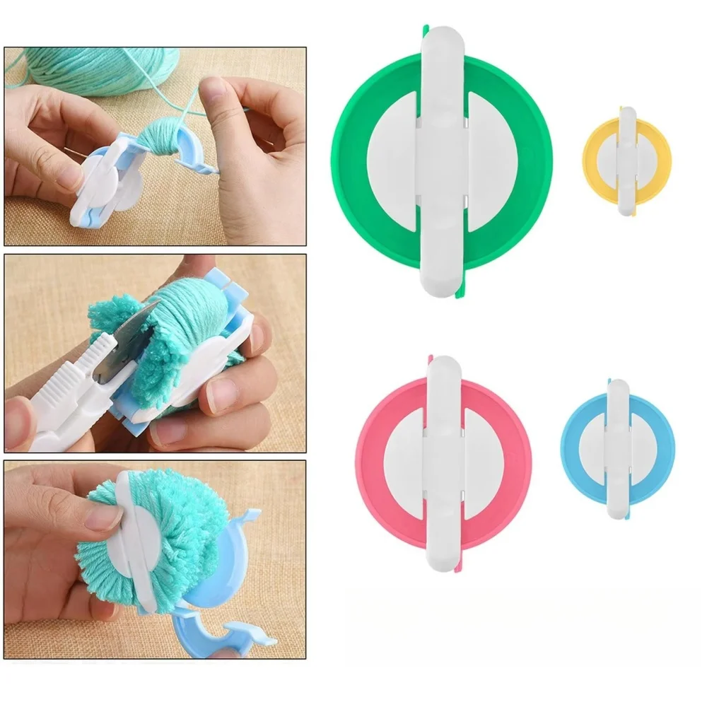1Set Pompon Set 4 Sizes Fluff Ball Weaver Pompom Yarn Making Tool For DIY Wool Yarn Knitting Craft Project for Kids Adult
