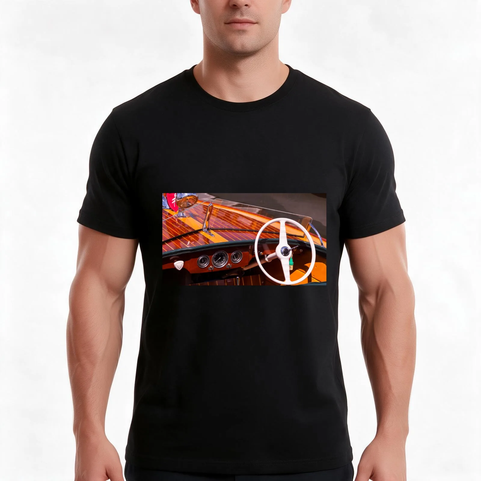 Classic Chris Craft T-Shirt, Summer Casual Cotton Tee, Oversized Streetwear Tops, Vintage Graphic Print, Loose Fit Short Sleeve