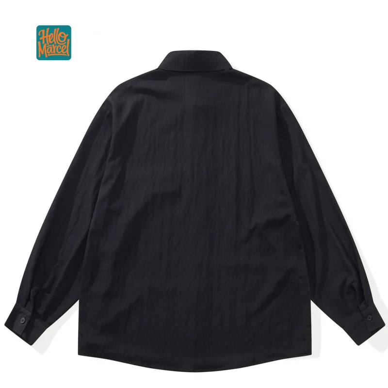 HELLOMARCEL EU US Size High-Quality Men’S Casual Shirt, Streetwear Cityboy Color-Block Patchwork Long-Sleeve Shirt