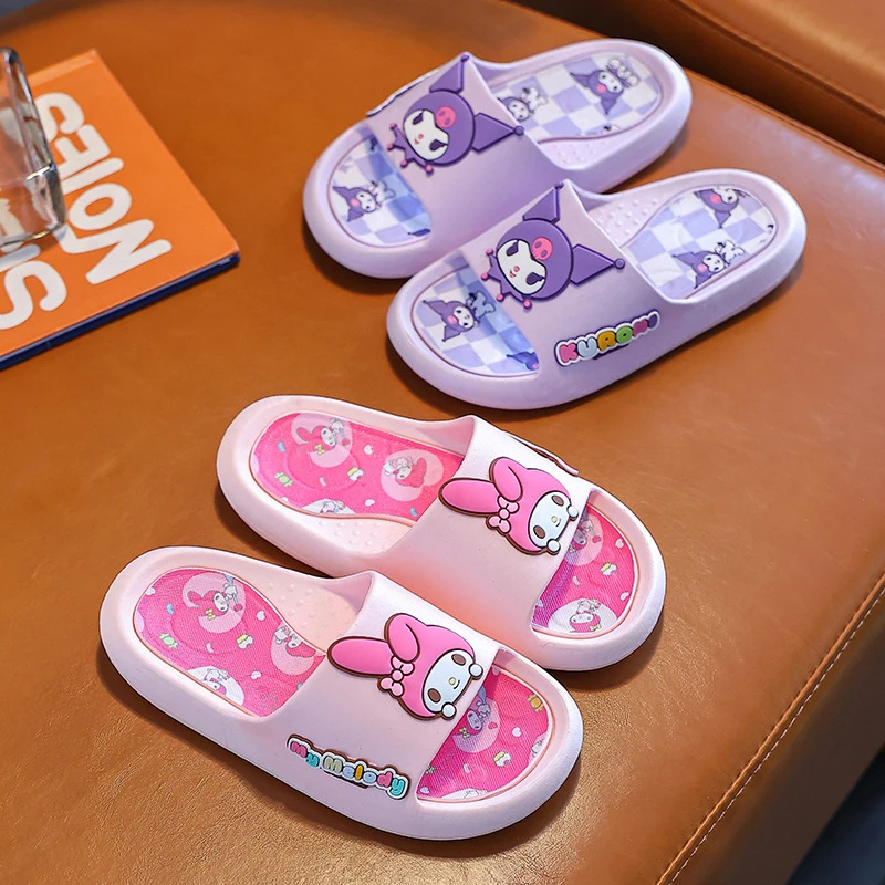 

Sanrio Cute Cartoon Anime Slippers Kawaii Kuromi My Melody Cinnamoroll Slippers Bathroom Beach Anti-slip Sandal For Girls