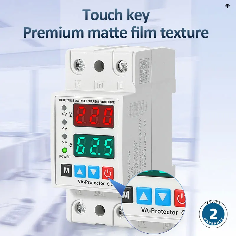 40A/63A Din السكك الحديدية 230 فولت قابل للتعديل أكثر من الجهد وتحت الجهد جهاز حماية حامي التتابع الحد أكثر من الحماية الحالية