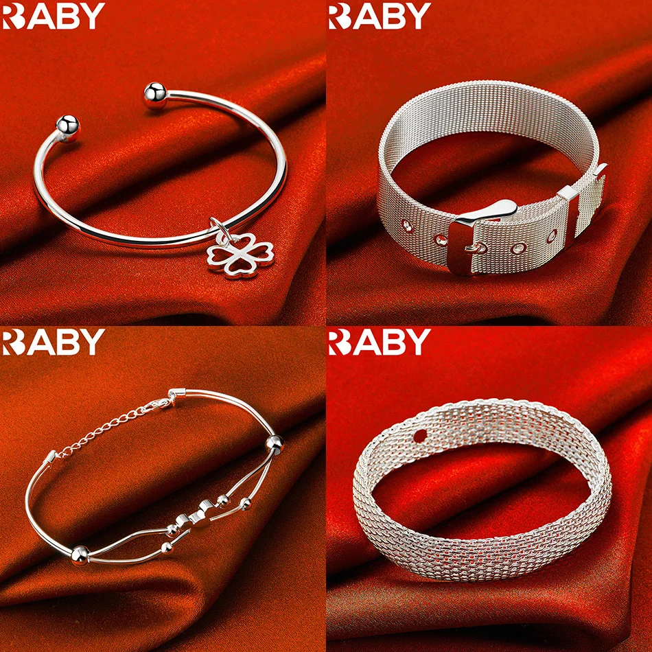 

URBABY 925 Sterling Silver Bangle Bracelet For Women Fashion Jewelry Charm Grace Noble Wedding Accessories