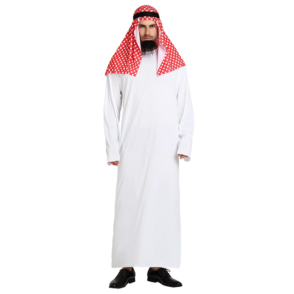 Middle East Adult Men Women Arabian Arab Sheikh White Robe Headscarf Halloween Costume Cosplay