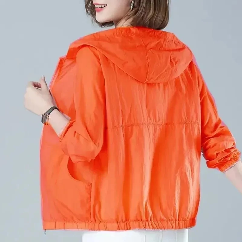 2024 New Summer Jacket Women Sunscreen Clothing Hooded Outdooru Ultraviolet-Proof Breathable Thin Coat Short Windbreaker Female