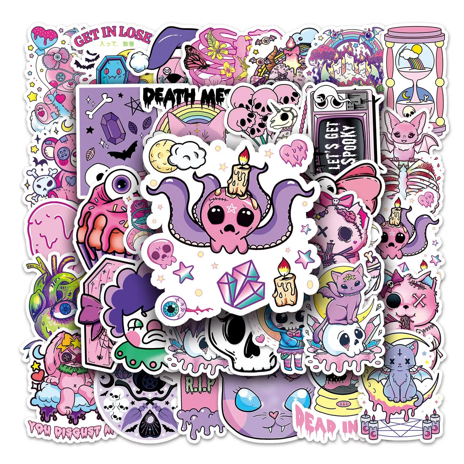 50 pezzi carino gotico teschio di Halloween adesivi magici laptop fai da te bagagli skateboard graffiti decalcomanie adesivo per giocattoli per bambini