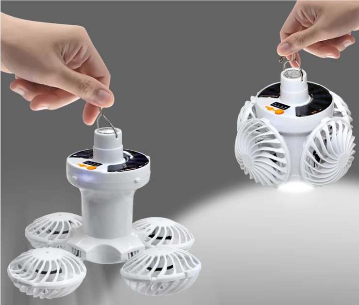 الطاقة الشمسية LED كرة القدم مروحة ضوء الطوارئ في الهواء الطلق طوي فانوس التخييم الشمسية سقف معلق مروحة مصباح لصيد الأسماك المشي لمسافات طويلة السفر