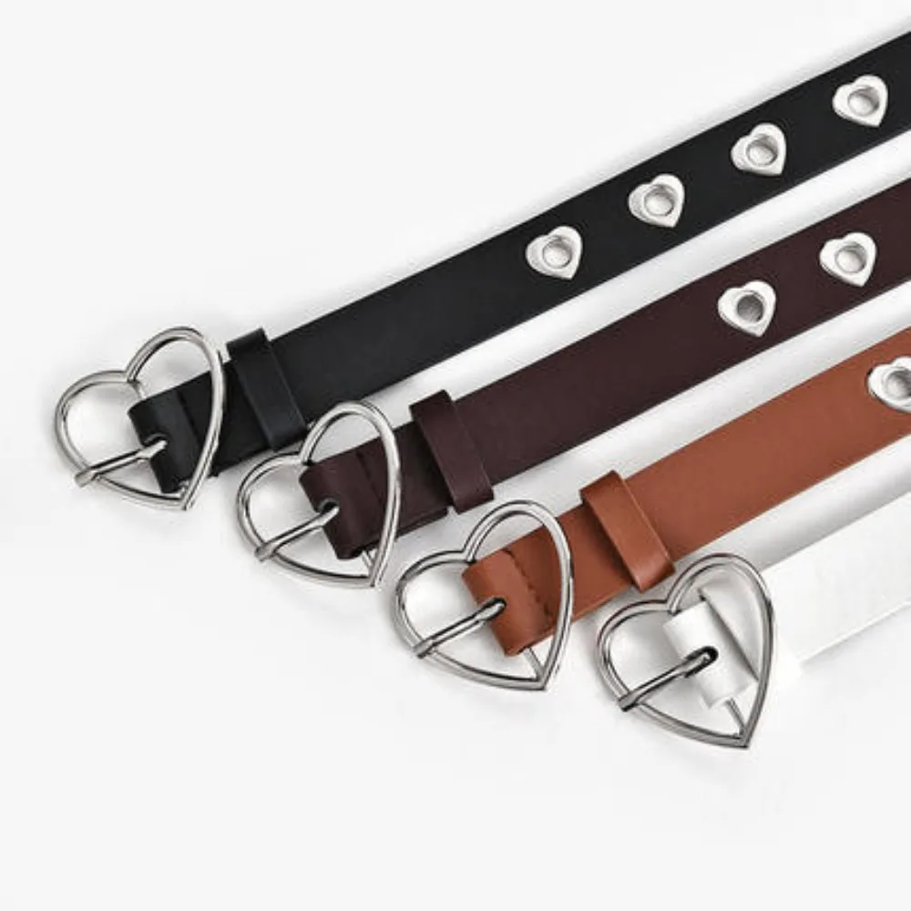 Punk Style High-end PU Leather Cardioid Pin Buckle Belt Women\'s Waist Straps for Jeans & Casual Wear Fashion Novelty Waistband