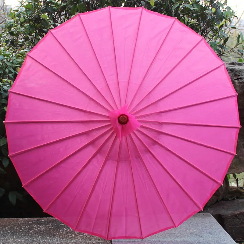 Chinesischer Farbiger Stoff-Regenschirm Weiß-Rosa Sonnenschirme Traditioneller Chinesischer Tanz-Farbschirm Japanische Seiden-Requisiten – Detail 6