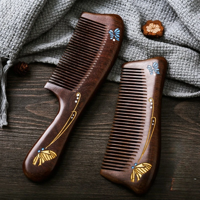 

Natural Sandalwood Combs Wooden Salon Waist Fragrance Anti Static Long Wide Tooth Detangle Home Massage Hair Tools Women 2024New