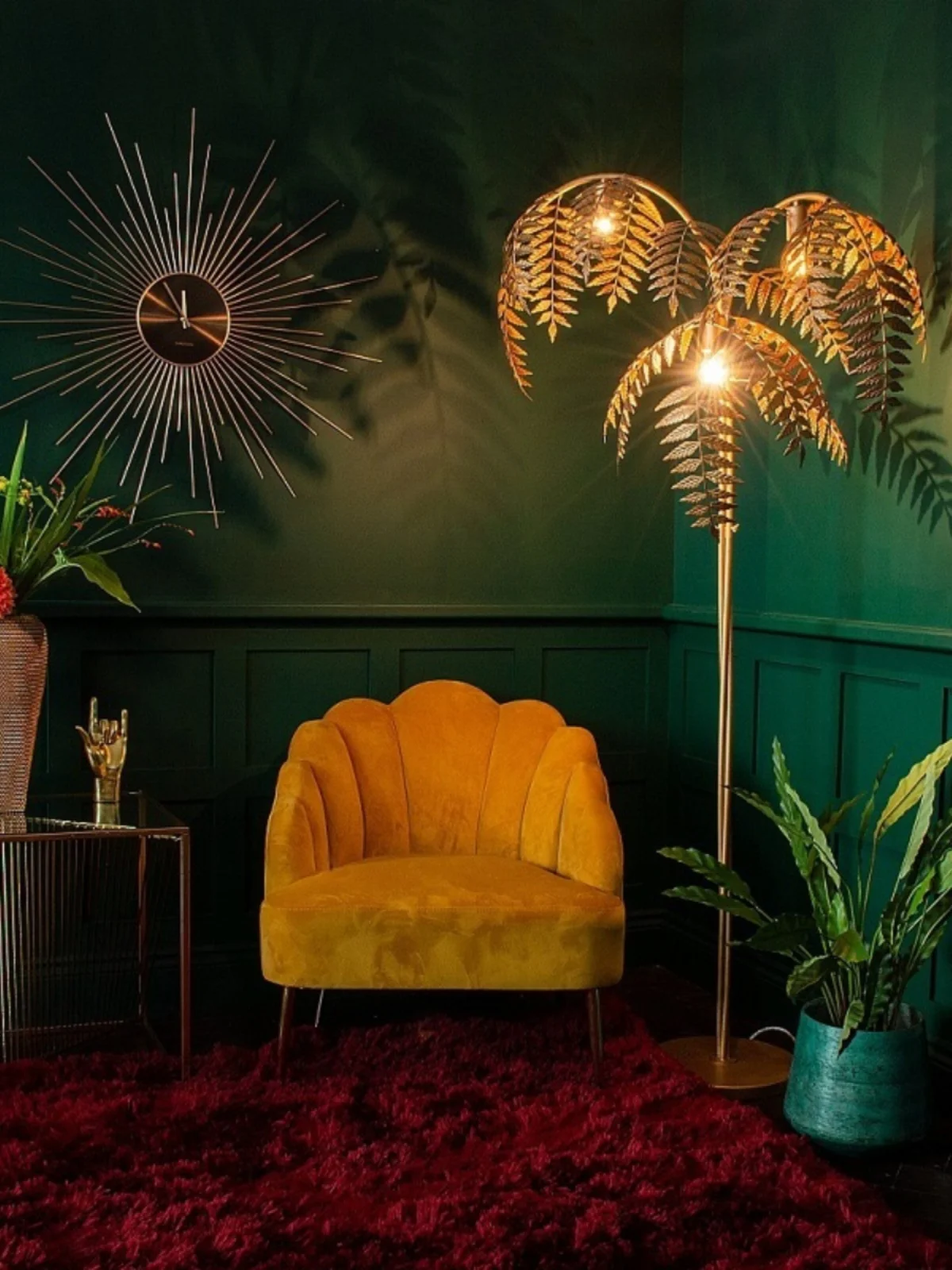 Modern LED Iron Palm Leaf Sofa Floor Light Living Dining Room Table lamp Home Decor Hanging Light Luster Fixtures