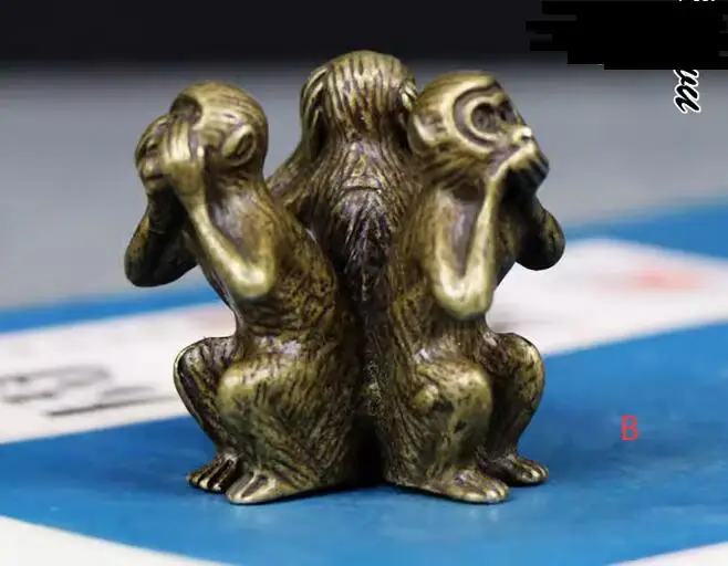 Pure copper antique Monkeys don't look, don't say, don't listen craftsmanship home living room office desktop decoration